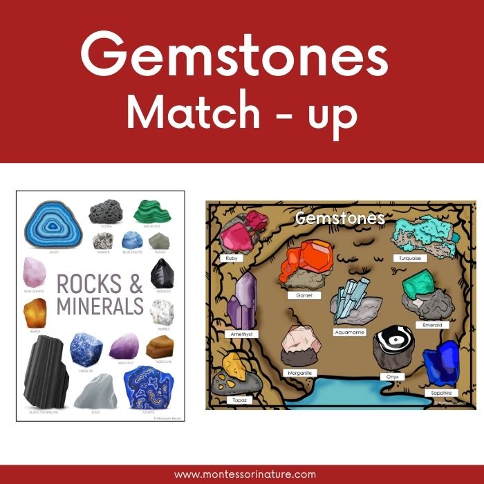 Free Printable - Gemstones Match Up - Montessori Nature Printables