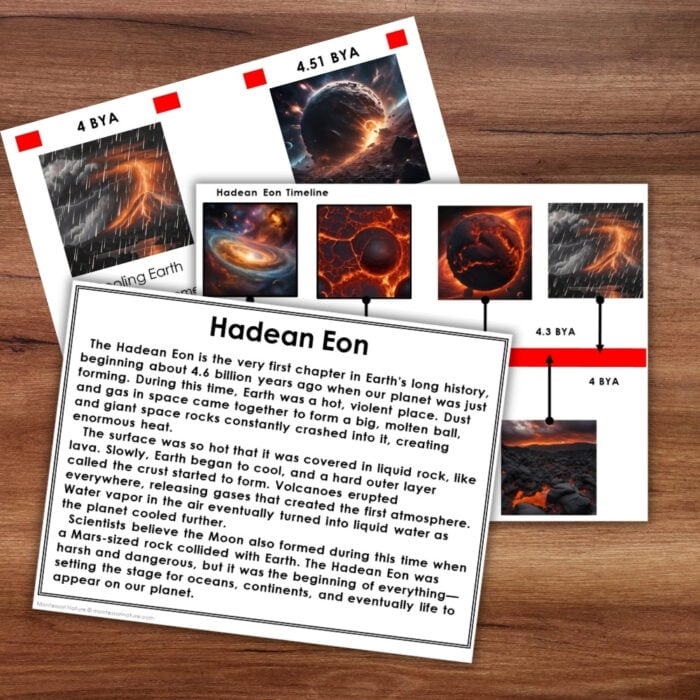 Hadean Eon Timeline: Earth History 5 Part Cards - Image 3