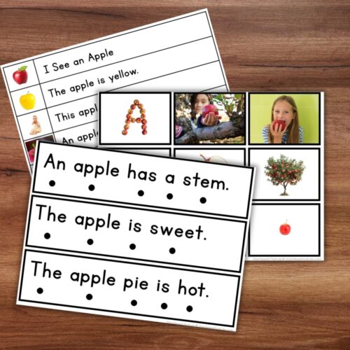 Apple Sentence Strips Comprehension Booklet Phonics Reading Tracing - Image 2