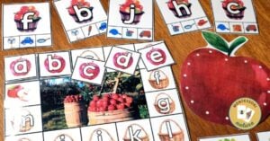 Apple learning pack preschool kindergarten montessori nature printable hands on activities fine motor play dough mats math numbers phonics (1)