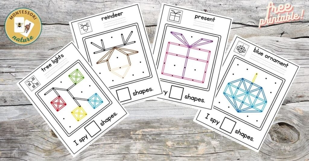 A set of four worksheets with different shapes on them.