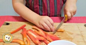 Cooking with children in kitchen montessori nature pizze dough practical life (2)