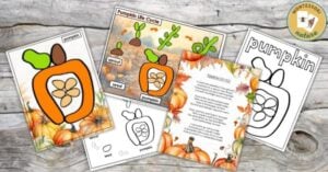 A set of pumpkin coloring pages with a picture of a pumpkin.