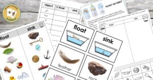 A set of worksheets with pictures of water and animals.