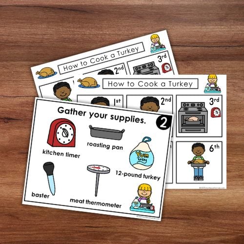 How to Cook a Turkey: Practical Life Thanksgiving Activities Grammar - Image 3