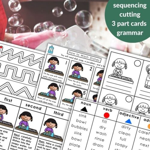 How to Wash Dishes: Practical Life Daily Chores Sequencing Activity Grammar