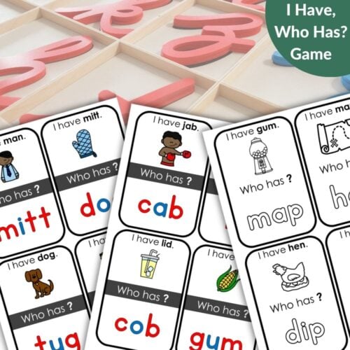 CVC Words Short Vowels Phonics I Have, Who Has? Game for K - Gr 1