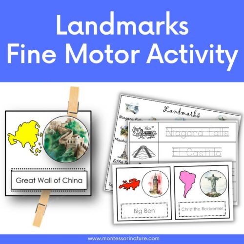 Landmarks continents montessori nature free fine motor language printables