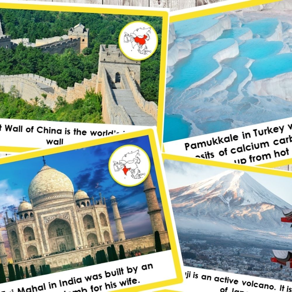 Landmarks in Asia Montessori Nature Printable Sorting Cards