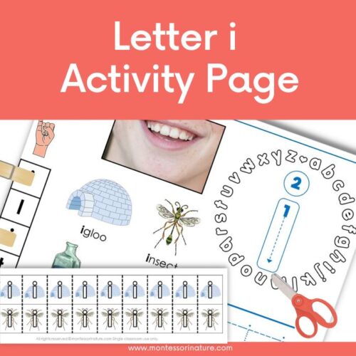 Letter i Student Activity Page Montessori Nature Free Printables Language phonics ASL Language
