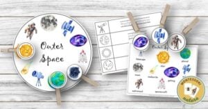 A picture of the planets and space with a clipboard.