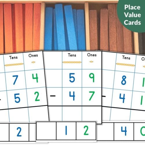 Subtraction Without Regrouping: 2 Digit Numbers Place Value Operation Math Cards