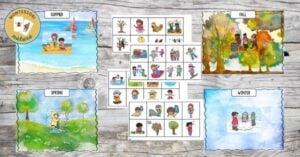 Seasons picture cards sorting montessori nature free preschool printables