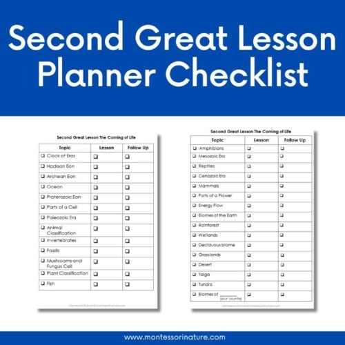 Second Great Lesson Planner Checklist Montessori Nature Free Printable