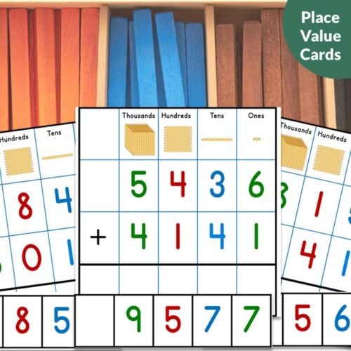 Static Addition: Place Value Operation Math Cards 4 Digit Numbers