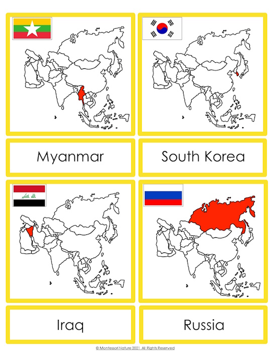 Asia Flags Map Countries 3 Part Cards Student Book - Image 3