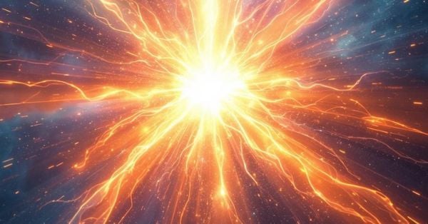 Bright orange and yellow light bursts outward with glowing streaks, resembling an explosion of child motivation or energy surge against a dark, starry background. Montessori Nature Printables