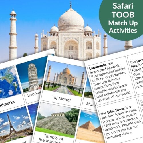 Famous Landmarks: Safari TOOB Compatible 3 Part Cards & Facts