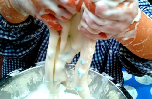 Making Goop Lavender Goop - Sensory Play for Children - Montessori Nature
